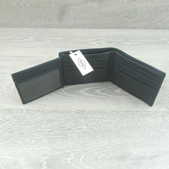 Fossil Lufkin Traveler Leather Deep Indigo Men's Wallet NEW - Picture 7 of 12